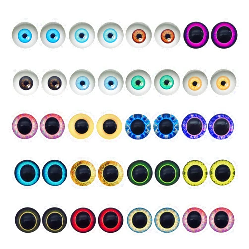 Julie Wang 20pairs 18mm Owl Bird Human Pupil Eyes Glass Cabochon for Clay Dolls Sculptures Craft Animal Toys DIY Supplies 0.71inches