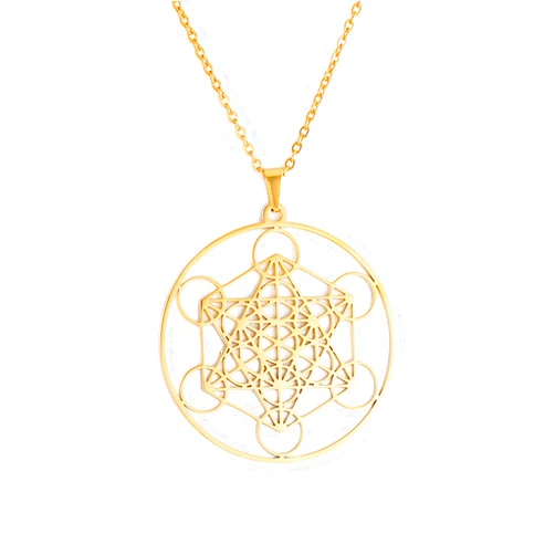 Amaxer Metatrons Cube Necklace for Women Star of David Archangel Metatron Protection Statement Hollowed Out Stainless Steel Chain Pendant Charm Necklace for Women
