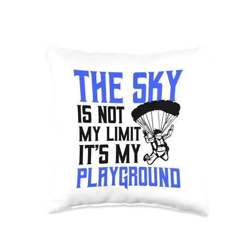 Cool Parachuting Sports Parachute Quote Designs Funny Gift Men Women Skydive Lovers Throw Pillow, 16x16, Multicolor