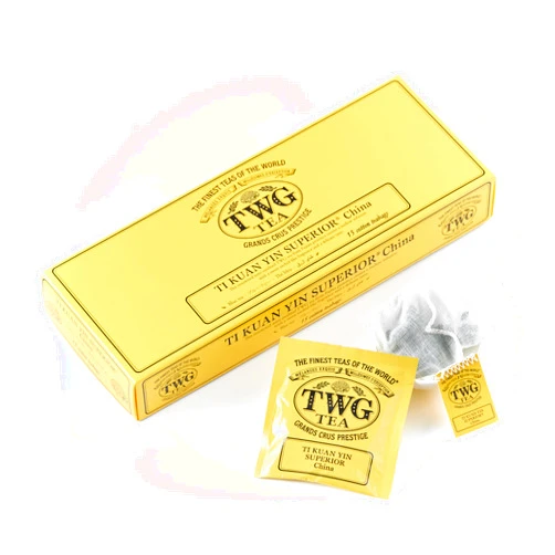 TWG Tea | Ti Kuan Yin Superior | Oolong Tea | Sweet Orchid-Like Fragrance | 15 Hand Sewn Cotton Tea Bags | Gift Set
