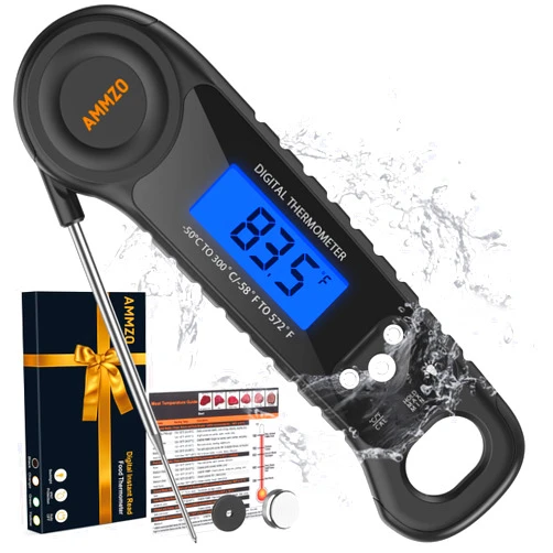 AMMZO Meat Thermometer Digital, Food Thermometer Instant Read Thermometer Waterproof with Backlight for Cooking, Deep Fry, BBQ, Grill, Smoker and Roast, Candy Thermometer