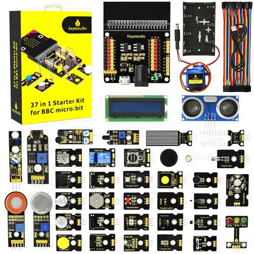 KEYESTUDIO 37 Sensors in 1 Box Starter Kit for BBC Micro bit with Tutorial (Without Microbit Board), Compatible with V1.5, V2 Microbit Sensor Kit Accessories Programming Electronics for Teens Adults