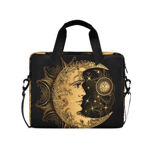 ALAZA Boho Crescent Moon Sun Mandala Laptop Case Bag Sleeve Portable Crossbody Messenger Briefcase w/Strap Handle, 13 14 15.6 inch
