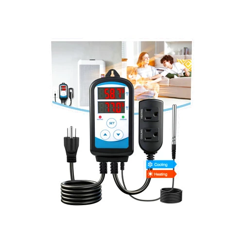 DeeprBlu Digital Temperature Controller, 10A 1200W | 2-Stage Temperature Controlled Outlet Plug with Heating & Cooling Mode | High Precision Thermostat Switch for Greenhouse, Reptile, Homebrew