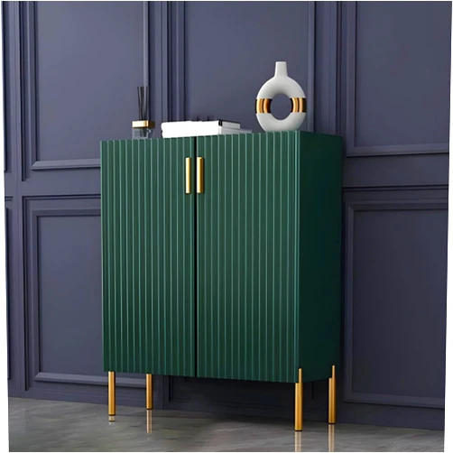 LITFAD Glam Shoe Storage Cabinet Manufactured Wood Shoe Rack with Doors Adjustable Shelves, Free Standing Design Entrance Cabinet - 39.4
