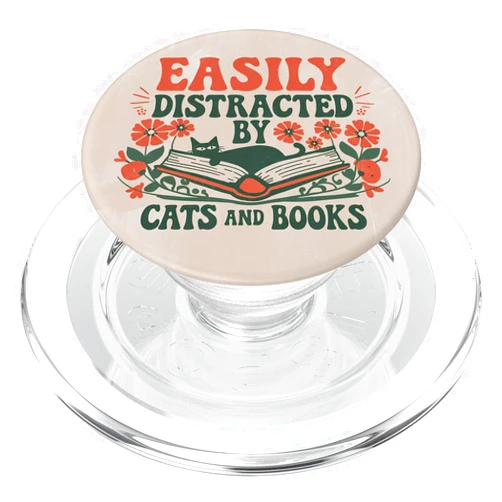 Groovy Cat & Book Lover Funny Retro Designs Groovy Cat & Book Lover Funny Retro Design PopSockets PopGrip for MagSafe