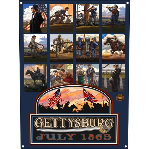Northwest Art Mall Gettysburg Civil War Collage Metal Art Print from Travel Artwork by Artist Paul A. Lanquist 8.5