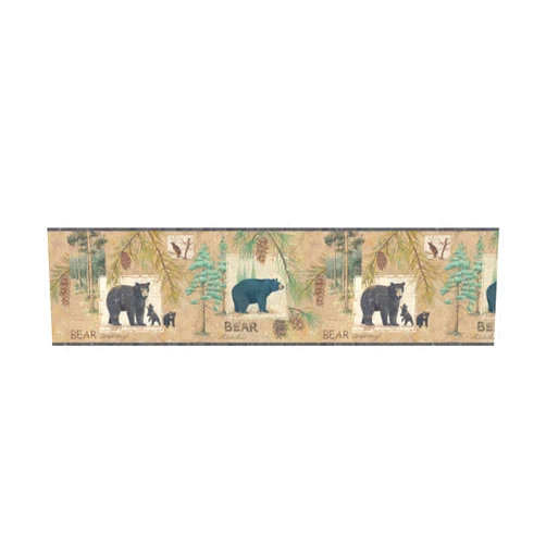York Wallcoverings Lake Forest Lodge LM7924BD Bear Border, Multi