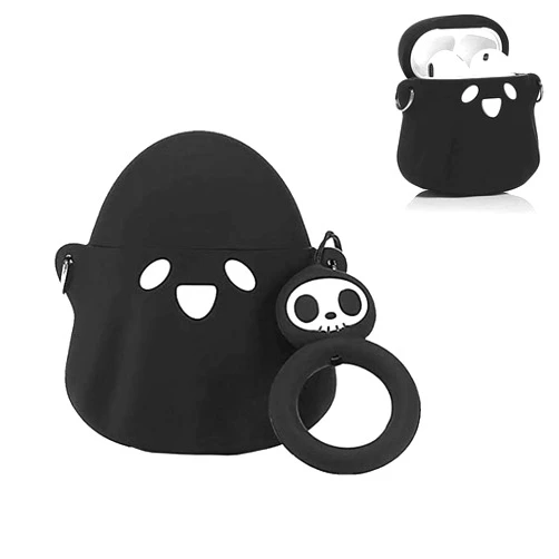 SGPCN Airpods Case, 3D Cute Cartoon Ghost Compatible with Apple Airpods 1&2, Airpods Accessories Shockproof Protective Silicone Cover and Skin for Apple Airpods Charging Case (Black Ghost)