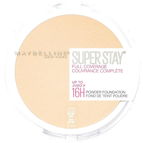 Maybelline Super Stay Full Coverage Powder Foundation Makeup, Up to 16 Hour Wear, Soft, Creamy Matte Foundation, Natural Beige, 1 Count