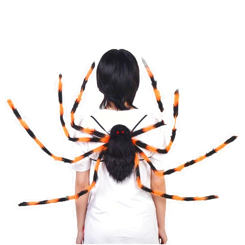 ORHA Halloween Adult Spider Backpack Costume Black Colorful Spider Clothes Funny Candy Bag 8 Spider Legs Horror Plush Spider Decoration (Colorful)