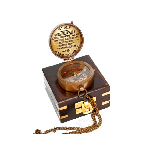 The New Antique Brass Compass Engraved with Motivational Quote, Gift for Son, Grandson, Daughter, Baptism, Confirmation Communion Godson Church Graduation Day