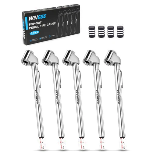 WNCGC Pencil Tire Pressure Gauge, 10-120PSI Dual Head Air Gauge Tire Pressure Heavy Duty Tire Valve Gauge for Truck Car RV ATV Motorcycle (5 Pack)