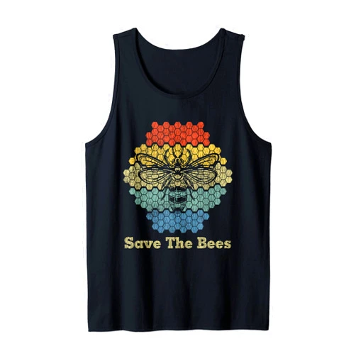 Bee Planet Apparel.USA Retro Vintage Bumble Bee Save The Bees Keeper Climate Change Tank Top
