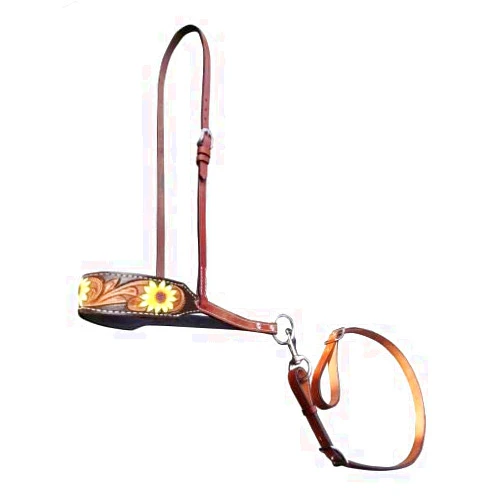 Showman Hand Painted Sunflower Leather Noseband Tie Down w/Strap