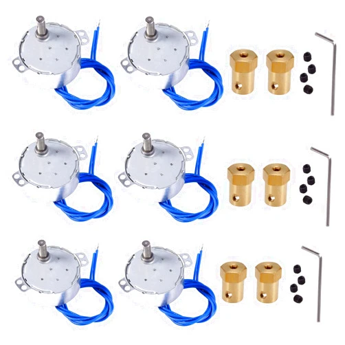 NAIVE BLUE 6PCS Turntable Motor Synchronous Synchron Motor 50/60Hz AC 100~127V CCW/CW 4W 5-6RPM/MIN CCW/CW with 7mm Flexible Coupling Connector for Cup Turner,Hand-Made, School Project, Model (5-6RPM)