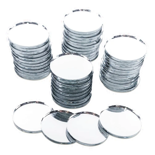 Super Z Outlet Mini 1 Inch Small Round Glass Mirror Circles for Arts & Crafts Projects, Traveling, Framing, Decoration (50 Pieces)