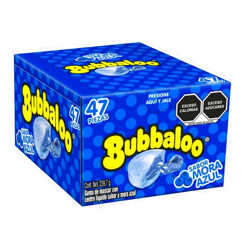 Bubbaloo Adams- goma de mascar 47 pz- sabores varios (Mora Azul, 47pz)