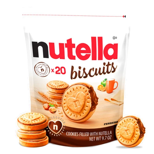 Generic Nutella Biscuits, 20 Count Cookies, Hazelnut Spread with Cocoa, Holiday Christmas Cookies, 9.7 oz