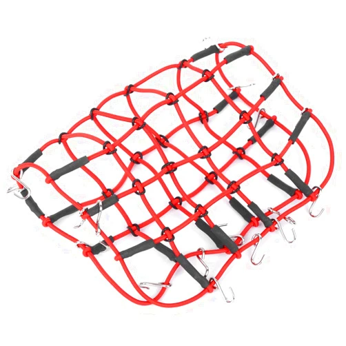 VGEBY Crawler Simulation Luggage Net, Elastic Luggage Roof Rack Net Stretchable Simulation Accessory for 1/8 1/10 RC Crawler (Red)
