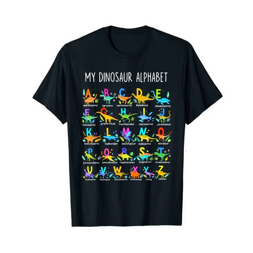 My Dinosaur Alphabet A-Z ABC Dino Identification Boy Kids T-Shirt