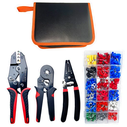 HIGHSHION crimping pliers wire Stripper, crimping pliers Terminals Tools Kit 3 tools and 690pcs,Wire Splicer Cable Stripper Wire Connectors Kit,Quick Disconnect Ring Spade Butt Splices Assortment