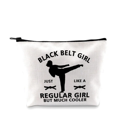 BDPWSS Taekwondo Gifts Karate Black Belt Gifts For Girls Black Belt Girl Just Like a Regular Girl But Much Cooler Makeup Bag (Black beltgirl bag)