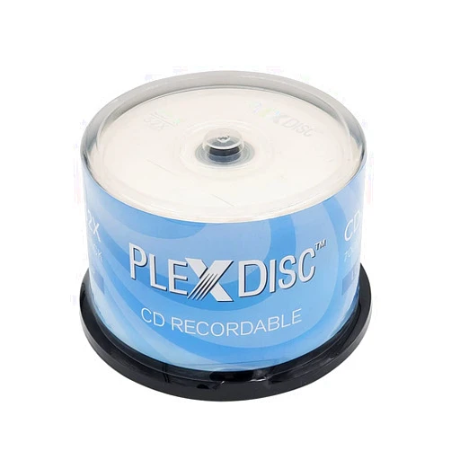 PlexDisc CD-R Blank Discs 700MB 52X Logo Top Recordable Media - 50 Pack Cake Box (FFP) Blank CDs CDR Disc