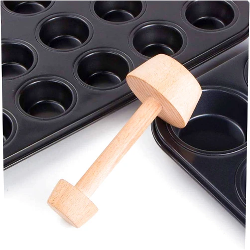 GANPUB 1 Pc Tart Tamper Pastry Tamper Double Side Wooden Egg Tart Tamper Mold DIY Cake Pastry Pusher for Kitchen Party Baking Tools, Pie, Tart and Quiche Pans（It is 14.8 cm long）