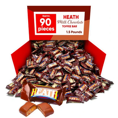 CHAIN & JO SWEETS Sweets Heath Toffe Bar Miniatures - 1.5 Pounds approx 90 mini Candy Bars - Smooth and Crunchy Bites - Individually Wrapped Candy Pieces - Mini Candy Bars Chocolate Toffe