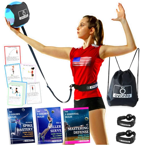 OVANTO Volleyball Training Equipment Aid – Solo Volleyball Equipment in 4 Styles to Serve, Spike, Set and Pass Like a Pro - Adjustable Volleyball Practice Equipment Gift for Beginners & Experts