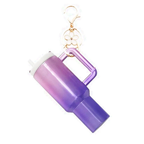 Ieson Mini Cup Keychain with Detachable Storage for Lipstick,Small Tumbler Keychain Purse Charms for Handbag Backpack