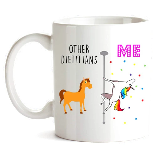 YouNique Designs Dietitian Mug, 11 Ounces, Dietician Cup for Women, Unicorn Mug, Registered Dietitian Mug, Dietician Coffee Mug, Rd Cup, Nutritionist Mug, Gift for Dietitian Cup (White)