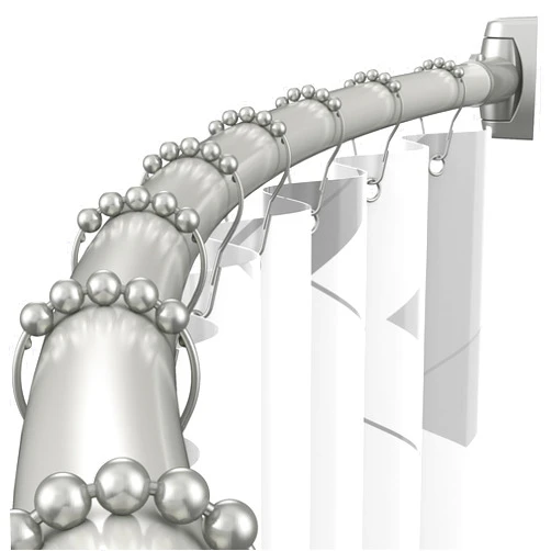 BATHDESIGN Curved Shower Curtain Rod - 43-72 Inches Adjustable, Rustproof Round Shower Curtain Rod, Aluminum, Curved Shower Rods for Bathroom, Bowed Shower Curtain Rod, Need To Drill, Nickel