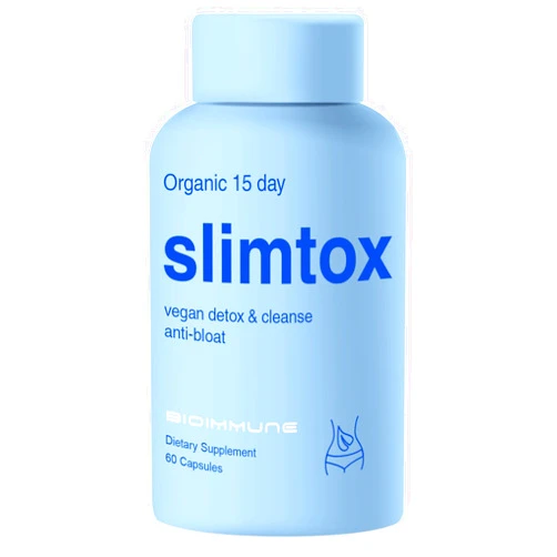 BioImmune Slimtox™ Organic 15 Day Colon Cleanse & Detox for Flat Stomach Less Bloat & LBS w/Probiotics - Constipation Relief - Flushes Toxins, Boosts Energy