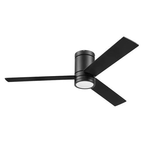 Prominence Home 51464-01 Espy Modern 52 Inch Ceiling Light, LED Remote Control, Flush Mount Indoor Fan with 3 Blades, 52, Matte Black and Honey Birch