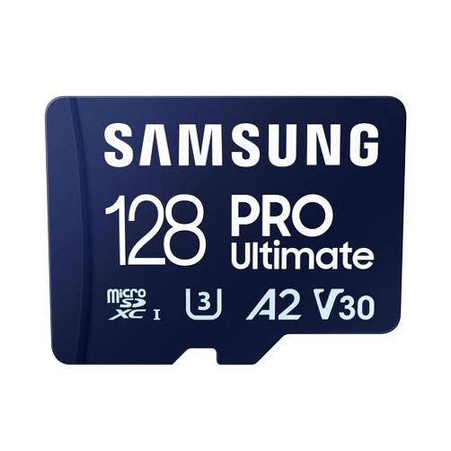 SAMSUNG PRO Ultimate microSD Memory Card + Adapter, 128GB microSDXC, Up to 200 MB/s, 4K UHD, UHS-I, Class 10, U3,V30, A2 for GoPRO Action Cam, DJI Drone, Gaming, Phones, Tablets, MB-MY128SA/AM