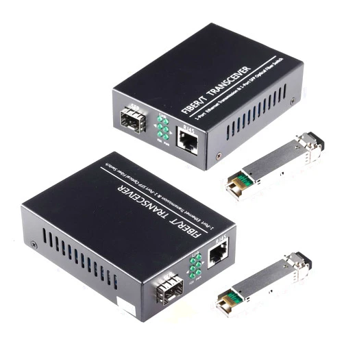 GESD A Pair of 1.25G/s Bidi Gigabit Single-Mode Fiber Ethernet Media Converter with 2PCS Bidi SFP LC Transceiver Module Included, 10/100/1000Base-Tx to 1000Base-SX SMF RJ45 to SFP Slot up to 30KM