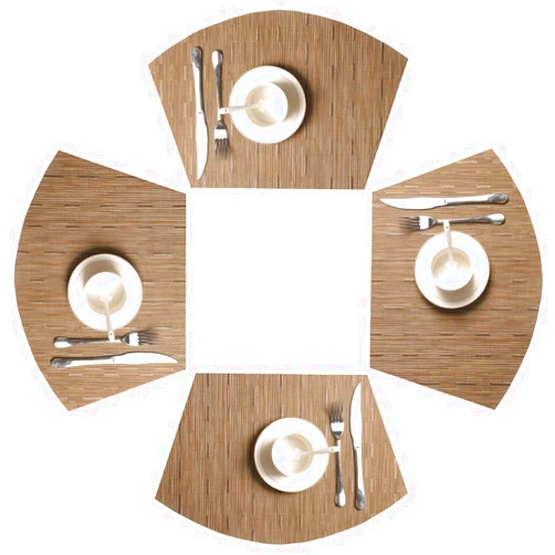 SHACOS Round Table Placemats Set of 4 Wedge Placemats Heat Resistant Round Table Mats Wipe Clean (4, Tan)