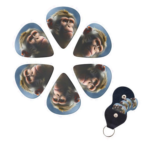 NONHAI 6 Pcs Guitar Picks with Organizer Storage Bag, Thin-Medium-Heavy Picks Handmade Plectrums Monkey Guitar Plectrums Bass Ukulele Picks for Acoustic Guitar Lovers Gift