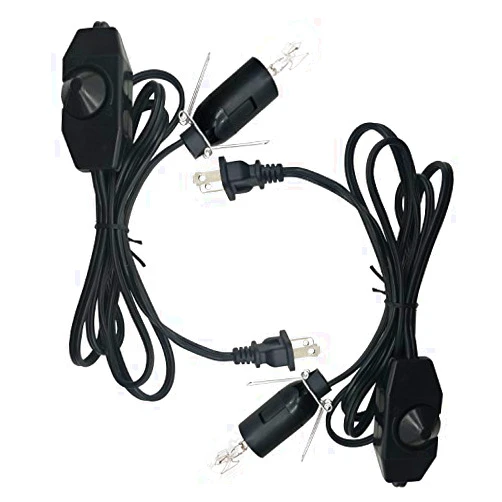 Haraqi Himalayan Salt Lamp Cords with Dimmer Switch,Original Replacement Cords and 25 Watt Bulbs for Salt Rock Lamp,UL Listed Cords(2 Cords and 2 Bulbs)