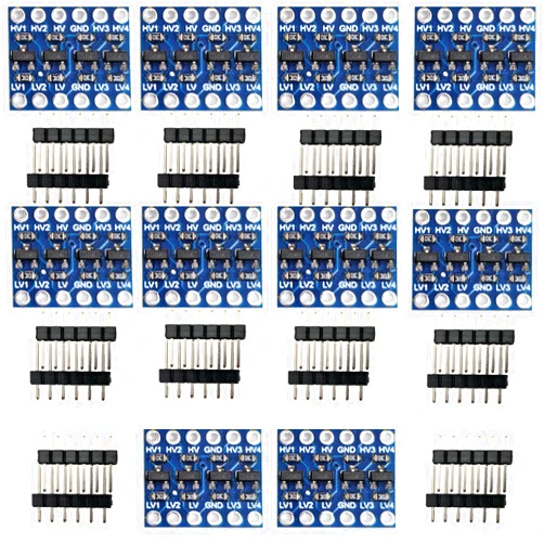 QUAINTBYTE 10 PCS Logic Level Converter Module, 4 Channel IIC I2C UART SPI, 3.3V-5V Bi-Directional for Arduino/ESP32