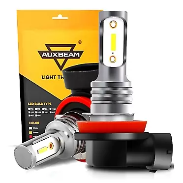 Auxbeam H11 LED Fog Light Bulbs, 6500K Xenon White H8 H9 LED Fog Light Bulbs, 1:1 Halogen Exact Fit Design H16 LED Conversion Kit for Fog Light, Daytime Running Light, 2 Pcs