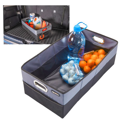 High Road CargoCube Car Storage Bin - Leakproof Car Trunk Storage Organizer with Metal Handles and Front Mesh Pocket, 12x24 Inches - Single pack