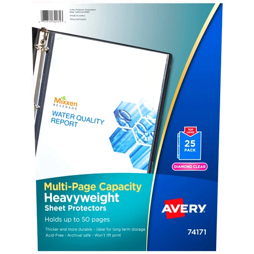 Avery Clear High-Capacity Sheet Protectors, Hold 50 Sheets, Heavyweight, 25 Multi Page Protectors (74171)