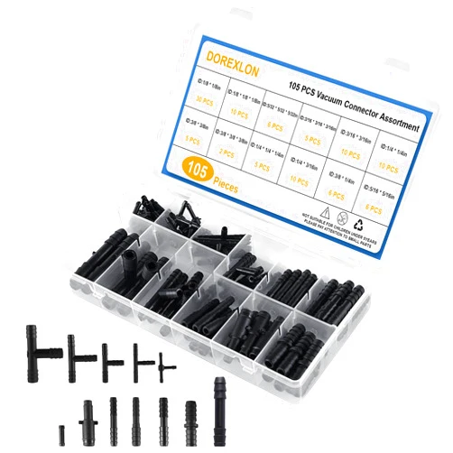 DOREXLON 105PCS Automotive Vacuum Connector Assortment, 1/8
