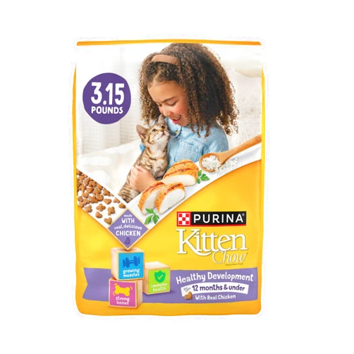 Purina Cat Chow Purina Kitten Chow Kitten Food Healthy Development with Real Chicken Dry Kitten Food - (Pack of 4) 3.15 lb. Bags