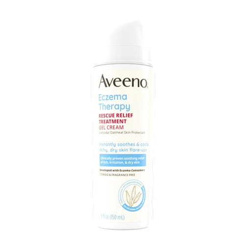 Aveeno Eczema Therapy Rescue Relief Treatment Gel Cream with Colloidal Oatmeal Skin Protectant, Instantly Soothes & Cools Itchy Dry Skin Flare-Ups, Steroid & Fragrance Free, 5.0 fl. oz