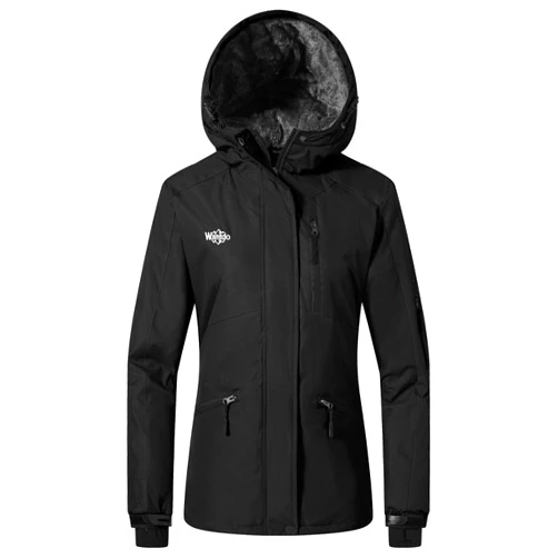 Wantdo Women's Mountain Waterproof Ski Jacket Hooded Winter Snow Coat Insulated Parka Fleece Rain Jacket