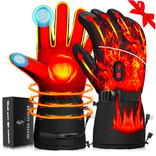 Lgtlqt Heated Gloves for Men Women,Electric Heated Touchscreen Warm Gloves for Arthritis,Battery Powered Waterproof Windproof Ski Camping Gloves for Winter Outdoor Camping Cycling Skiing Hiking Working